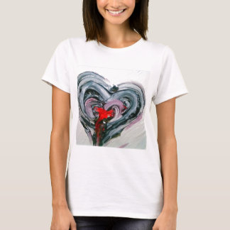 Svart och röd hjärta T Tee Shirt