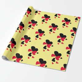 Svart och röd hjärtagult presentpapper