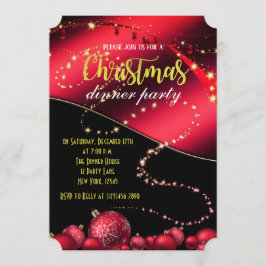 Svart och röd inbjudan till middagsfesten Julafton