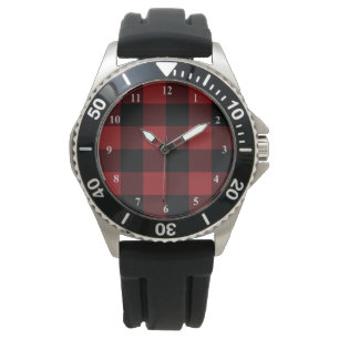 Svart och röd inlagd - Mode Armbandsur