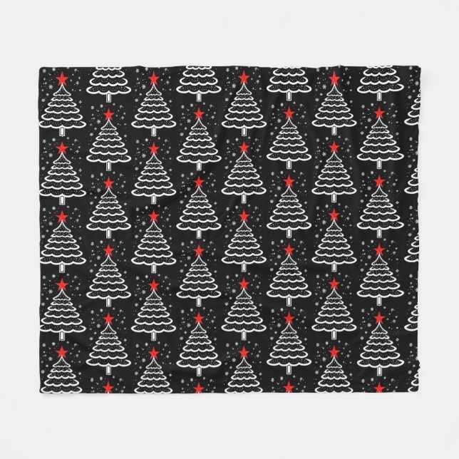 Svart och röd jul fleecefilt (Framsidan (Horisontell))
