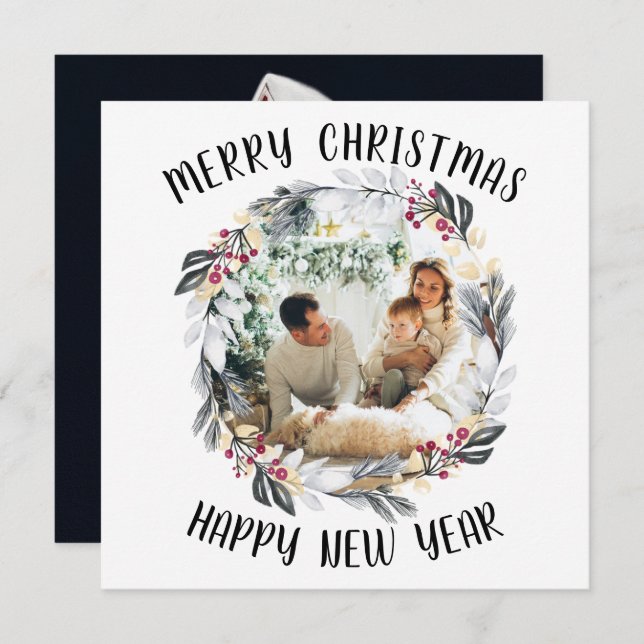 Svart och Röd julhälsans andningsport Fotoport, He Julkort (Fram/baksida)