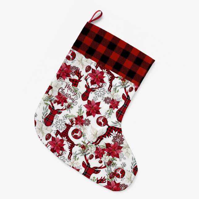 Svart och röd jultomte stor julstrumpa (Framsidan (Hängande))