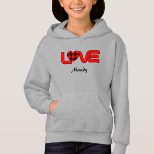Svart och Röd Kärlek Pullover Hooded Sweatshirt T Shirt