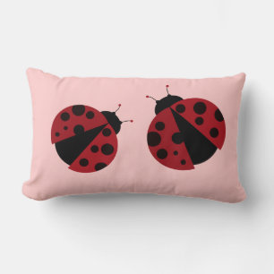 Svart och röd ladybug lumbarkudde