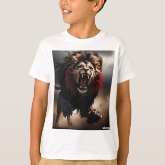 Svart och röd Lejon T-skirt T Shirt