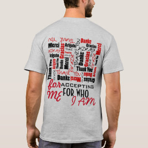 Svart och röd mall för tackordmoln t-shirt