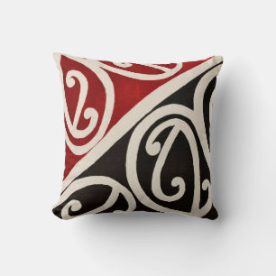 Svart och röd med kräm Swirls Artistic Burgundy Kudde