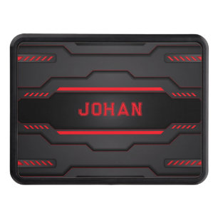 Svart och röd metallisk geometrisk design dragkroksskydd