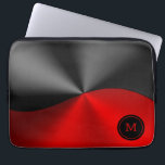 Svart och röd metallisk geometrisk design laptop fodral<br><div class="desc">Ett enkelt svart och rött glansigt utseende av rostfritt stål i struktur. Valfritt monogram.</div>