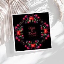 Svart och röd mexikansk blomsterfiesta bröllop