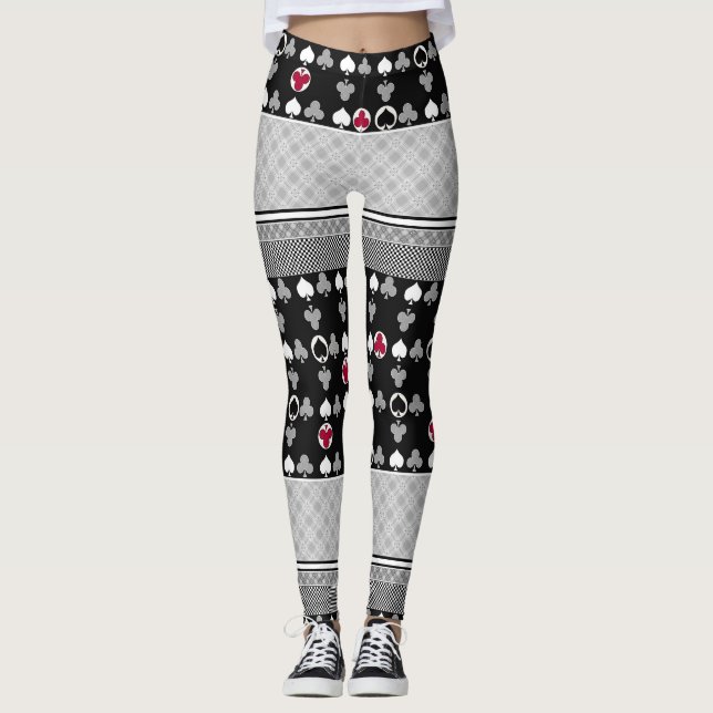 Svart och röd, mode mönster leggings (Framsida)