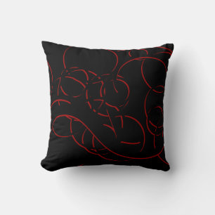 Svart och röd Modern Elegant Abstrakt Swirls Kudde