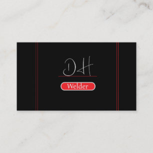 Svart och röd monogram Professionell Metall Weldin Visitkort