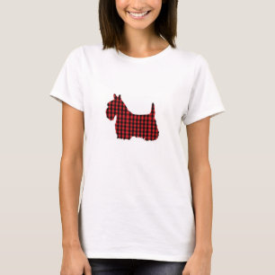 Svart och röd plädScottiehund T Shirt