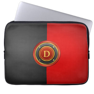 Svart och Röd Poker Chip med Monogram Laptop Fodral