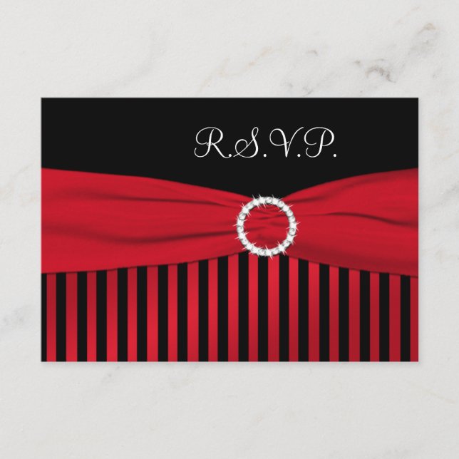 Svart och röd randig svarskort OSA kort (Framsida)