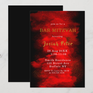 Svart och Röd-rökare Pub Mitzvah-inbjudningar