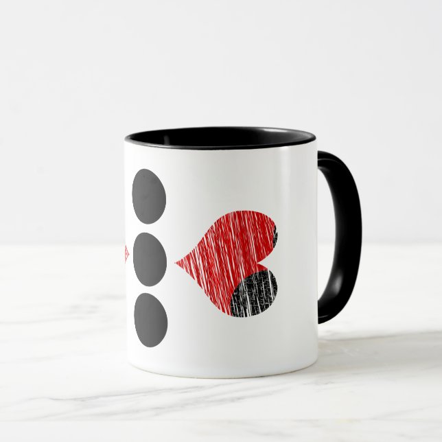 Svart och röd sårig mugg (Framsida höger)