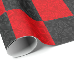 Svart och röd schackbräde presentpapper