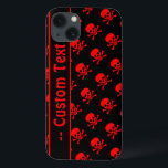 Svart och röd Skull Mönster Fodral med Anpassnings<br><div class="desc">Dubbelfodral för Skull och korsben mönster i svart och röd med redigerbar text fält. Tillgänglig för Galaxy,  iPhone,  iPad och annan populär smartphone och Tablet stilar.</div>