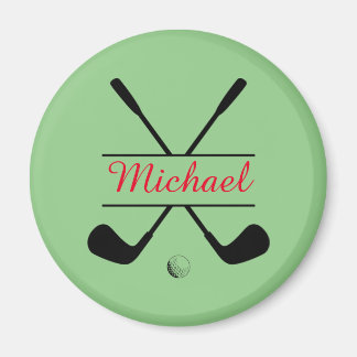 Svart och röd Snyggt Logotyp och Namn Golf Player Magnet