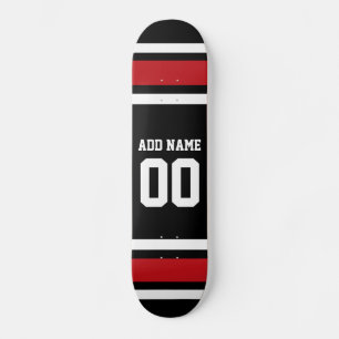 Svart och röd sport Jersey-eget namnnummer Mini Skateboard Bräda 18,5 Cm