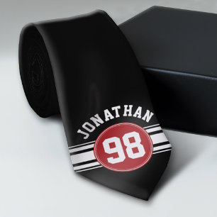 Svart och röd sport Jersey-eget namnnummer Slips
