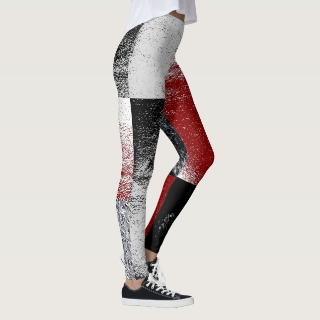 Svart och röd sten Avslutar Stil blockdesign Leggings (Höger)