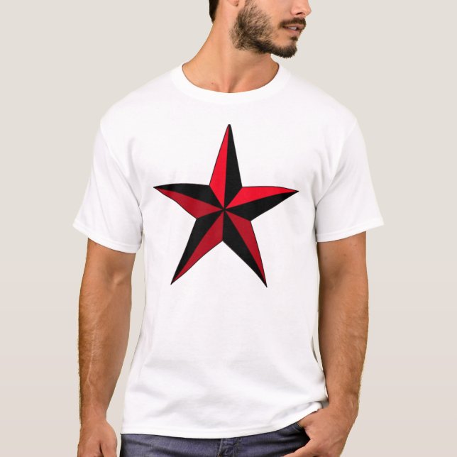 Svart och röd stjärna t-shirt (Framsida)