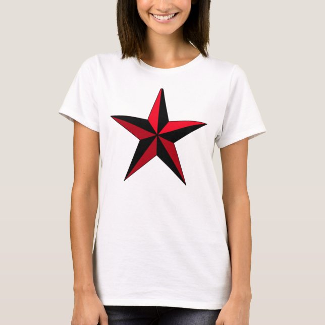Svart och röd stjärna t-shirt (Framsida)