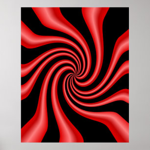 Svart och Röd Swirl Poster