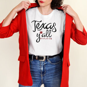 Svart och Röd, tryckt typ - Texas Y'All T Shirt