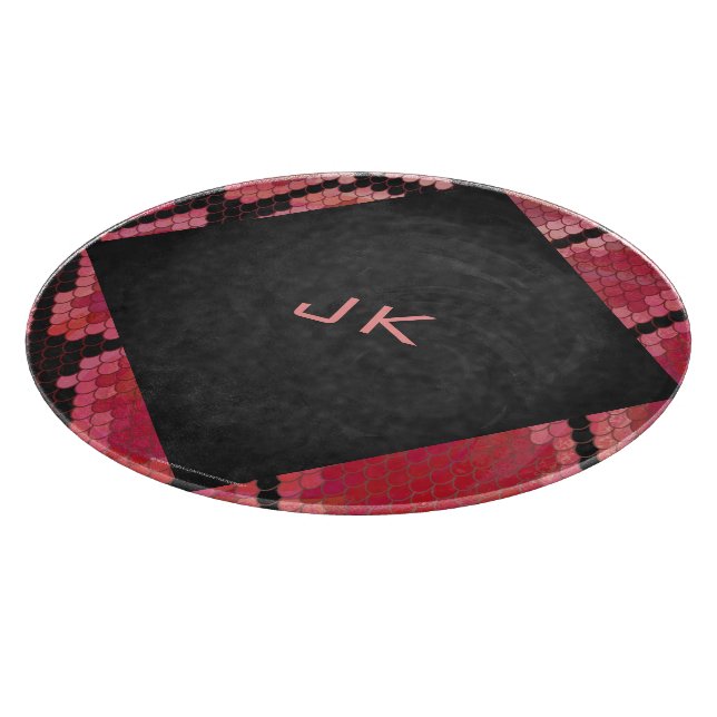 Svart och röd utskrift av orm i monogram (Hörn)