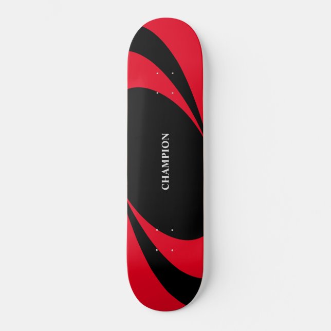 Svart och röd vågigt linjer mini skateboard bräda 18,5 cm (Framsida)