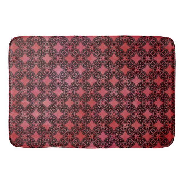 Svart och Röda diamantkedjor Mönster Badrumsmatta (Framsidan)