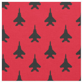 Svart och Röda Eagle Fighter Jet Mönster Tyg