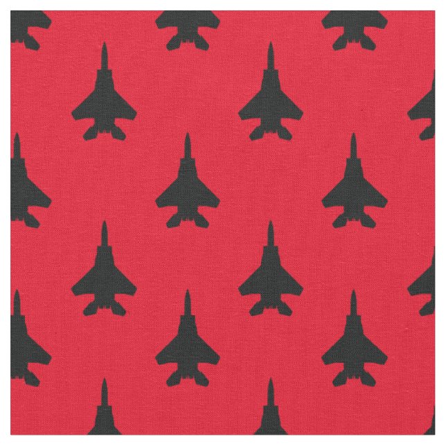 Svart och Röda Eagle Fighter Jet Mönster Tyg (Närbild)