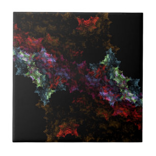 Svart och röda fractals kakelplatta