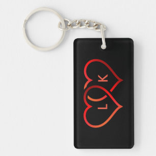 Svart och röda hjärtor Keychain
