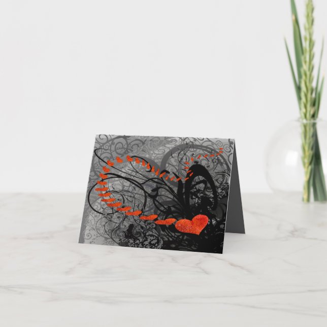 Svart och Röda hjärtskärl Helgkort (Framsida)