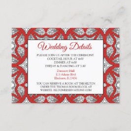 Svart och Röda Mandala Bröllop-informationskort Tilläggskort