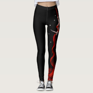 Svart och Röda Silke, aromatiska, leggings
