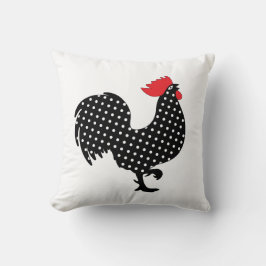 Svart och Röda Tupp Pillow Kudde