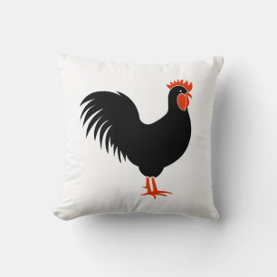 Svart och Röda Tupp Pillow Kudde