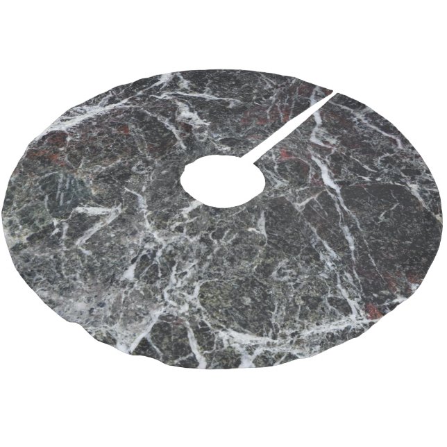 Svart och rök Grått Marble Struktur Julgransmatta Borstad Polyester (Vinklad)