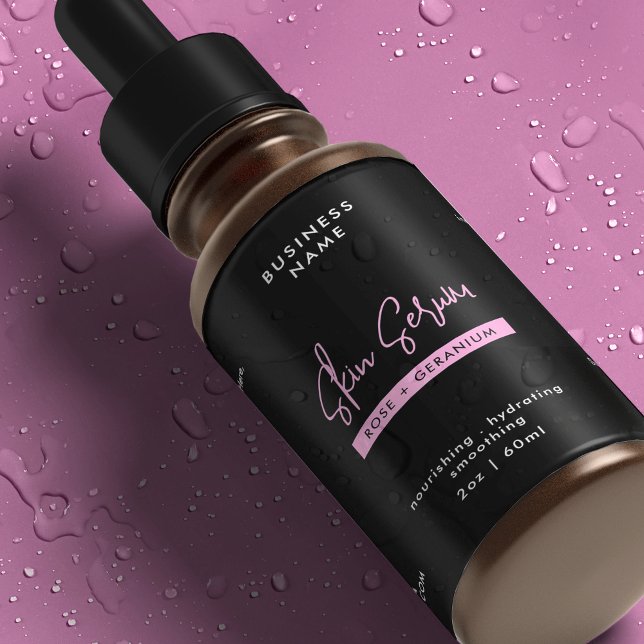 Svart och Rosa 2 OZ Dropper Flaska Watersecure-eti Mat Etiketter (Black & Pink 2 OZ Dropper Bottle Waterproof Label *verify size to ensure a good fit")
