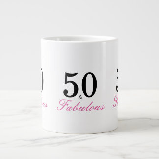 Svart och Rosa 50 och Fabulous 50:e födelsedagen Jumbo Mugg