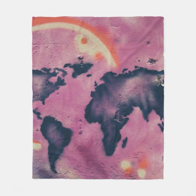Svart och rosa abstrakt konst fleecefilt (Framsidan)