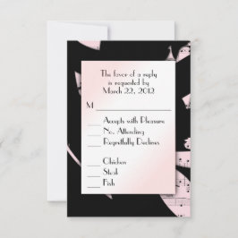 Svart och rosa abstrakt musik RSVP med menyval OSA Kort